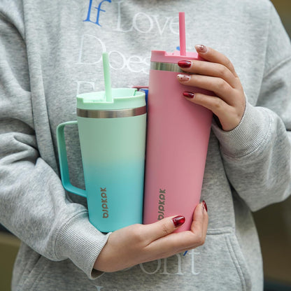 Insulated Tumbler with Handle, 30Oz Insulated Tumblers with Lid and Straw, Stainless Steel Metal Water Bottles, Coffee Travel Mugs, Cups, Mint