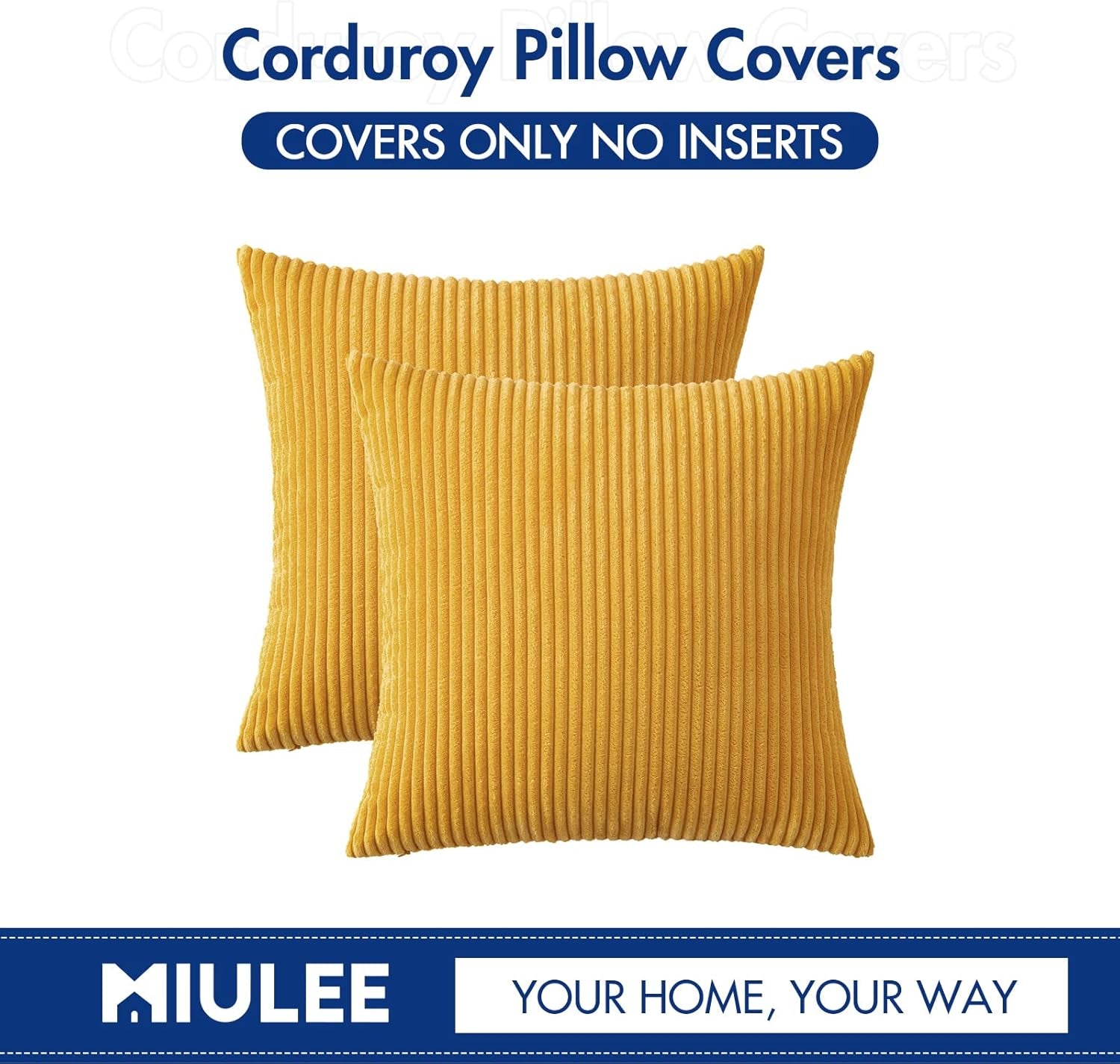 Pack of 2 Pillow Covers Soft Soild Decorative Square Throw Pillow Covers Set Cushion Cases Pillowcases for Sofa Bedroom Car 18 X 18 Inch 45 X 45 Cm Mustard Yellow