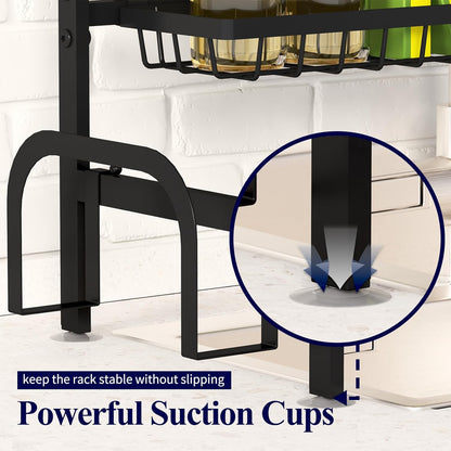 over the Sink Dish Drying Rack - 30.0" to 33.9" X 21.5", Adjustable Sink Drying Rack for Kitchen Sink with Multifunctional Baskets, Black