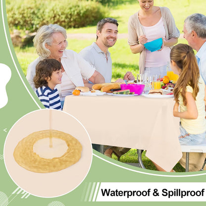 6 Packs Disposable Plastic Table Cloth, 54 X 108 Inch Waterproof Rectangle Tablecloth, Leakproof & Sturdy Decorative Table Covers for Picnic, Party and Outdoor, Ivory