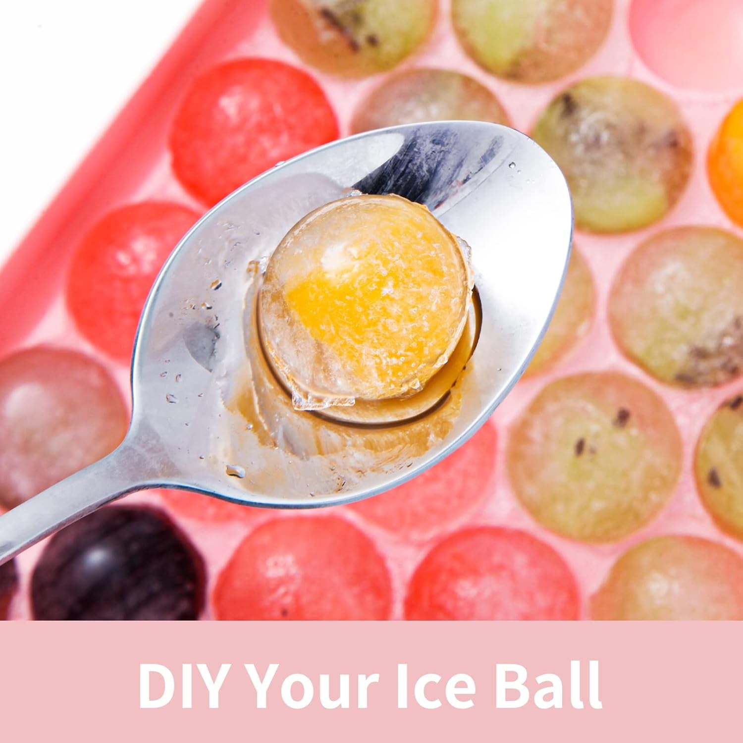 2 Pack Ice Cube Trays for Freezer, Ice Ball Maker Mold Mini Circle round Ice Cube Mold with Lid 1.2In X 66PCS for Cocktail Whiskey Tea Coffee