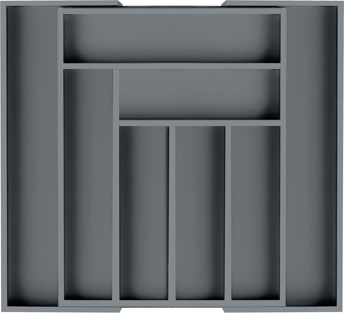 Expandable Bamboo Utensil Drawer Organizer, Silverware Organizer for Cutlery, Utensils, Flatware Holder (6-8 Slots, Grey) Pack of 1