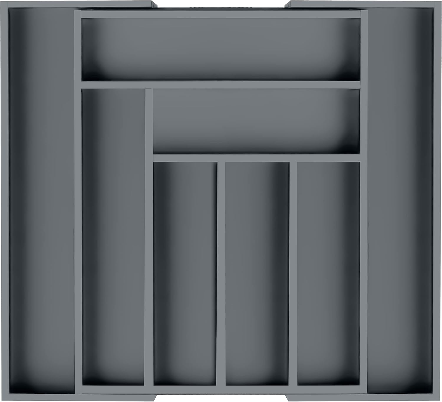 Expandable Bamboo Utensil Drawer Organizer, Silverware Organizer for Cutlery, Utensils, Flatware Holder (6-8 Slots, Grey) Pack of 1