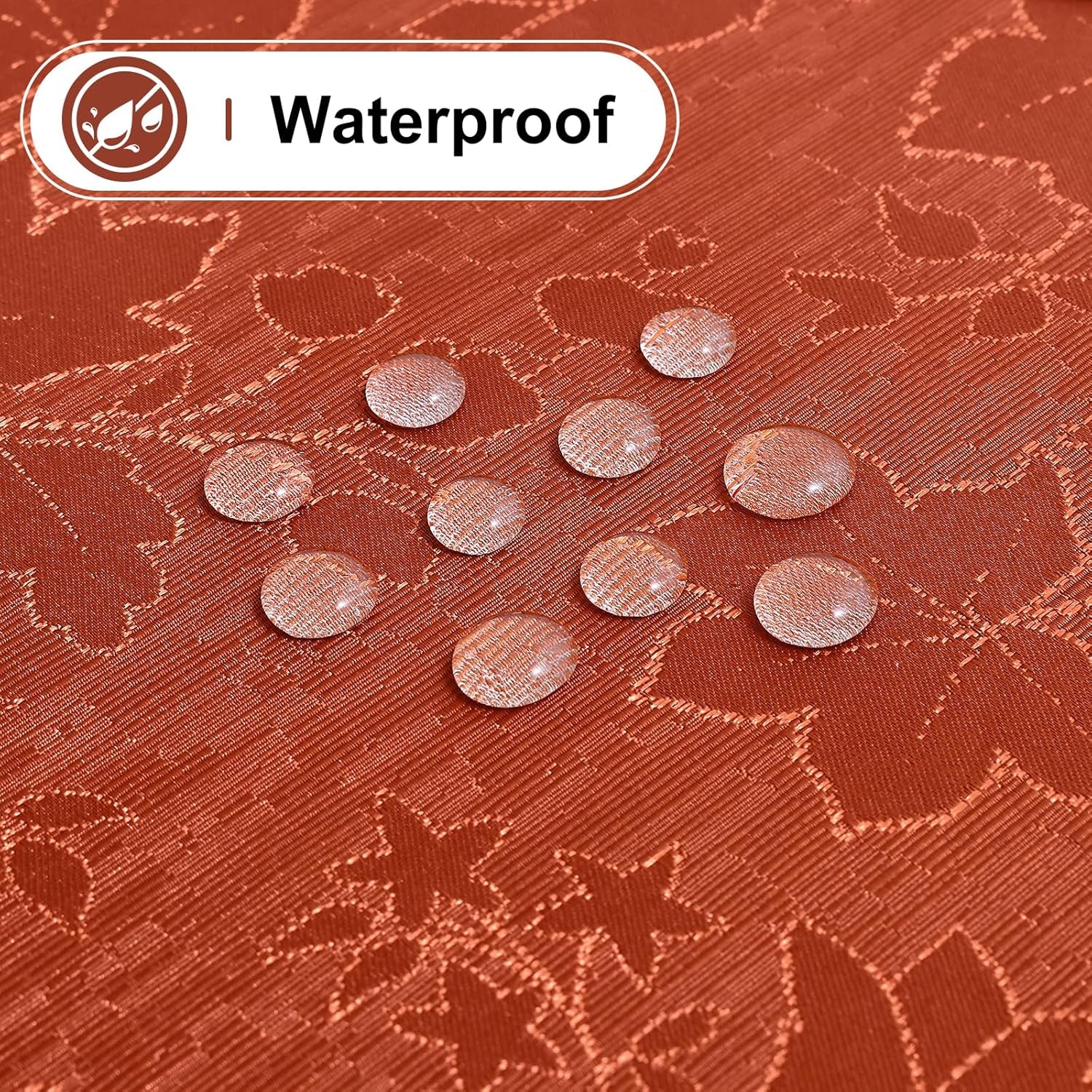 Rectangle Thanksgiving Tablecloth, Waterproof Jacquard Fall Table Cloth, Damask Cloth Table Cover for Harvest Decor (60" X 84", Rust Maple Leaf)