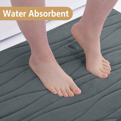 Memory Foam Bathroom Rug Mat 24X16, Extra Soft and Absorbent Bath Mats, Non-Slip and Machine Washable Bath Rugs for Bathroom Floor,Tub and Shower, Dark Grey
