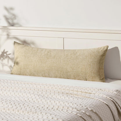 Pack of 1 Couch Throw Pillow Covers 14X36 Inch Soft Beige Chenille Pillow Covers for Sofa Living Room Solid Dyed Pillow Cases