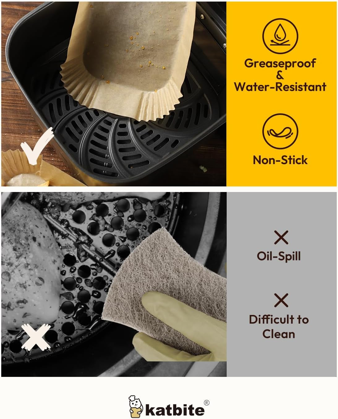 Air Fryer Liners Disposable - 100PCS, 8X5.5'' Rectangle Liners for Air Fryer Basket, Thick Air Fryer Parchment Paper Liners for Ninja Dual Airfryer Accessories, DZ201, DZ401, FG551