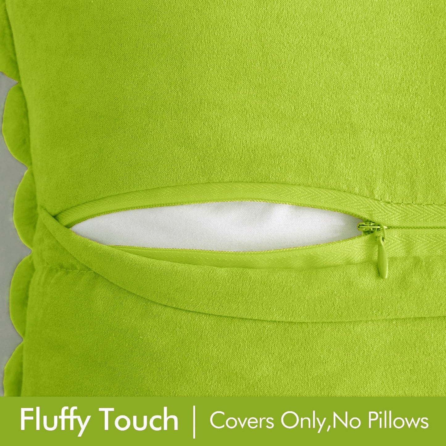 Faux Fur Plush Decorative Throw Pillow Covers Set of 2 Luxury Soft Fluffy Striped Pillowcases Cushion for Sofa Couch Bed Living Room Christmas Green 16X16 Inch