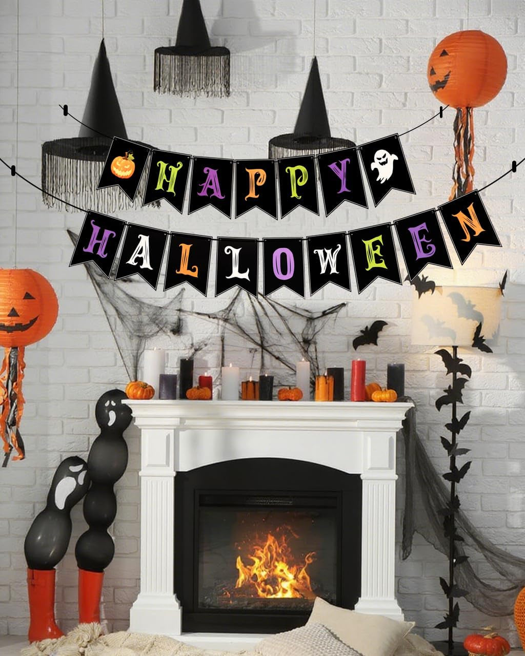 Halloween Decorations, Happy Halloween Banner, Spooky Party Garland for Indoor & Outdoor Decor, Trunk or Treat Backdrop, Spooky Hanging Supplies