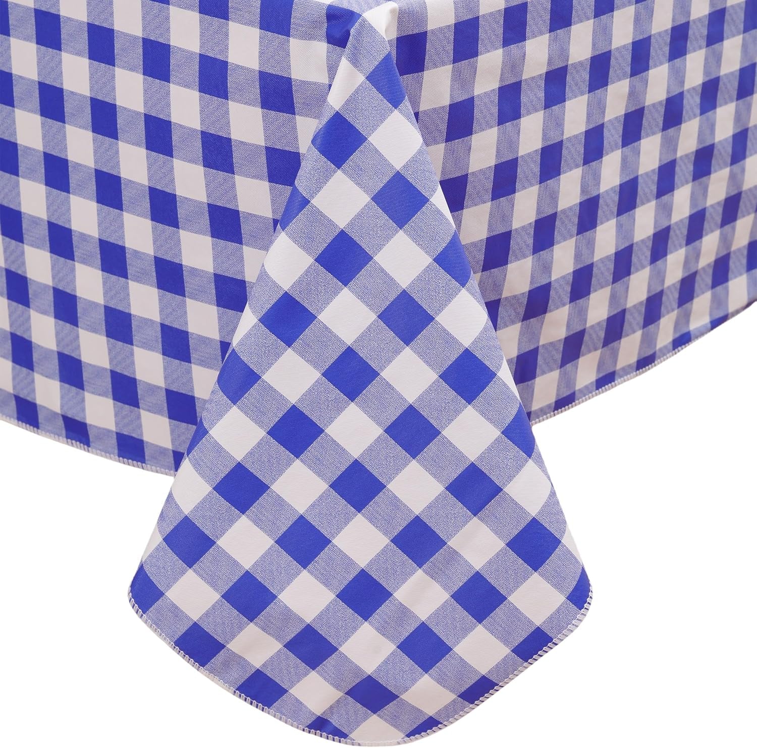 Heavy Duty Vinyl Tablecloth with Flannel Backing Waterproof Oil-Proof Plastic Table Cloth Stain-Resistant Wipeable Rectangle or Square Table Cover for Indoor and Outdoor (Blue Checkered, 54X54 Inch)
