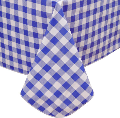 Heavy Duty Vinyl Tablecloth with Flannel Backing Waterproof Oil-Proof Plastic Table Cloth Stain-Resistant Wipeable Rectangle or Square Table Cover for Indoor and Outdoor (Blue Checkered, 54X54 Inch)