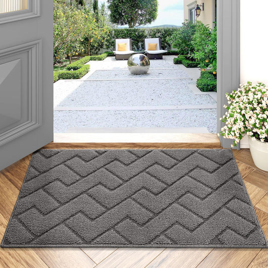Indoor Absorbent Doormat, Odor-Free and Non-Slip, 20" x 31.5", Low-Profile Washable Floor Mat for Entryway (Grey)
