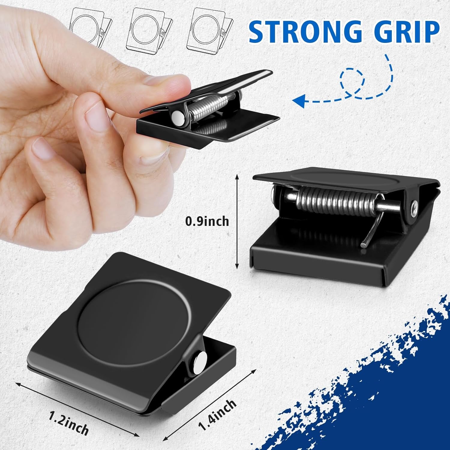 6 Pack Magnetic Clips for Refrigerator, Black Magnet Clips for Fridge, Refrigerator Magnets, Strong Magnetic Clip,Scratch Free Magnets with Clip for Refrigerator, Whiteboard, Cruise, Locker