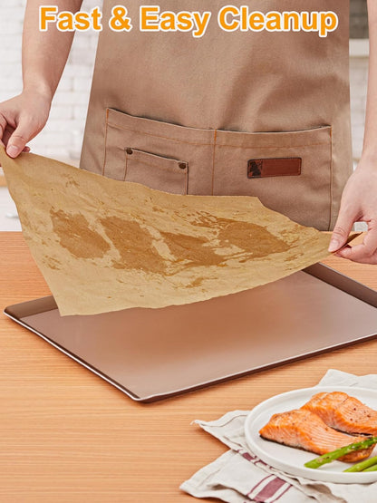 Parchment Paper Roll for Baking, 15 in X 108 Ft, 135 Sq.Ft, Non-Stick Unbleached Parchment Paper, Oven Baking Paper with Slide Cutter, for Kitchen Baking Cooking Grilling Steaming