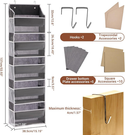 over the Door Organizers, 5-Shelf Door Storage for Bathroom, Dorm, College, Baby Organizer for Diapers 1 Pack, Grey