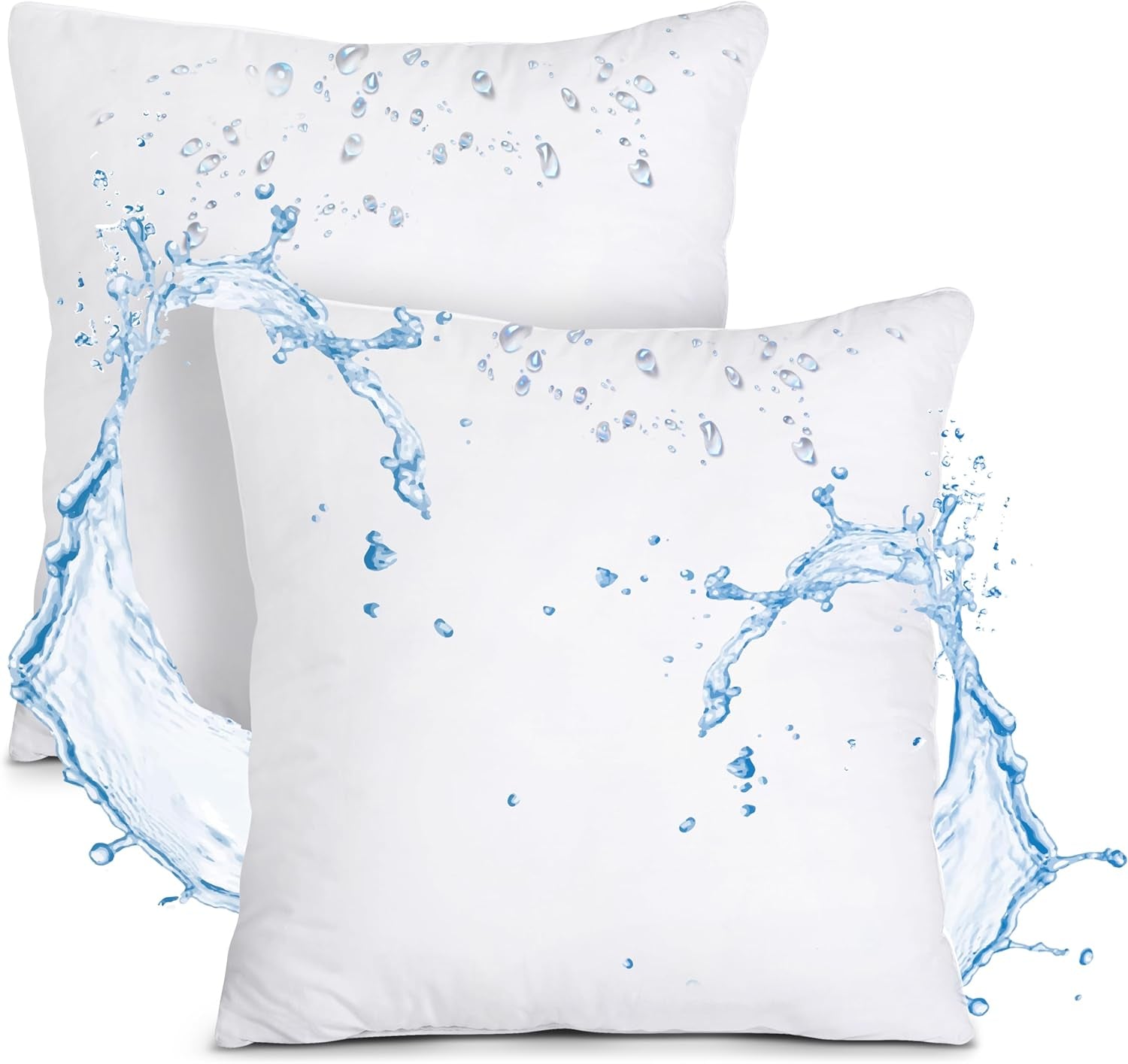 Outdoor Pillow Inserts 18 X 18 Inches (Pack of 2, White), Water Resistant Garden Throw Pillows for Patio and Porch Furniture