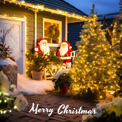163Ft 500 LED Warm White Christmas Lights Outdoor, Plug-In Outdoor String Lights for Classroom, Clear Wire 8 Modes Remote Control Christmas Tree Lights for Christmas Bedroom Tree Classroom