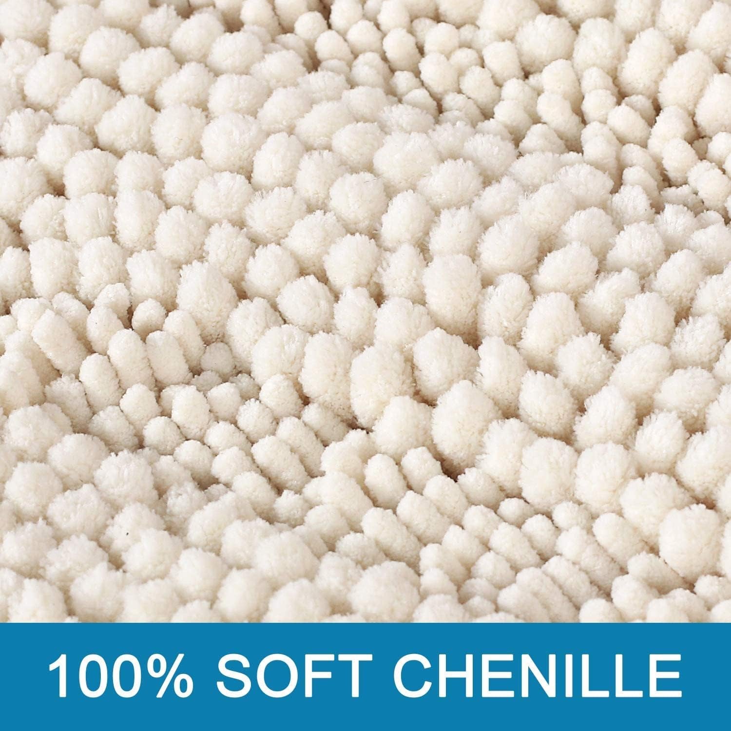 Bathroom Rugs Bath Rugs for Bathroom Non Slip Bath Mats Extra Thick Chenille Striped Rug 17" X 24" Absorbent Soft Shaggy Washable Dry Fast Bath Mats for Bath Room Floor - Ivory