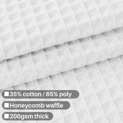 Extra-Long Shower Curtain 80" Height - Honeycomb Waffle Weave & Cotton Blend, Hotel Luxury & Spa, Heavy Weight Fabric, Washable - White, 72X80