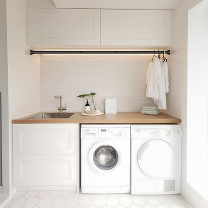 Black Spring Tension Curtain Rod No Drilling 30-63Inch 1Pcs,Non-Slip Adjustable Tension Rod,Tension Rods for Windows Non-Rust,Spring Curtain Tension Rod Extendable Window Tension Rod