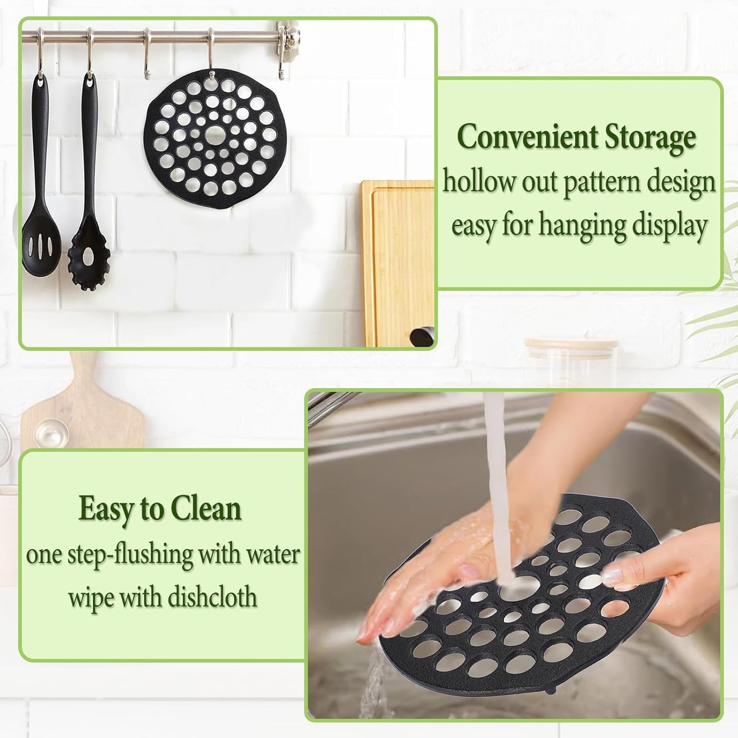 Cast Iron Trivet Set (2 Pieces) - 8-Inch Heavy-Duty Meat Rack for Dutch Ovens, Pre-Seasoned Campfire Grate, Burner Diffuser, and Table Trivet - Rust-Resistant Cast Iron Griddle Accessories