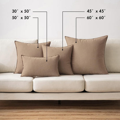 Set of 2 Coco Brown Decorative Pillow Covers 24x24 Inches - Linen Cushion Covers for Modern Farmhouse Home Decor, Ideal for Sofa and Living Room