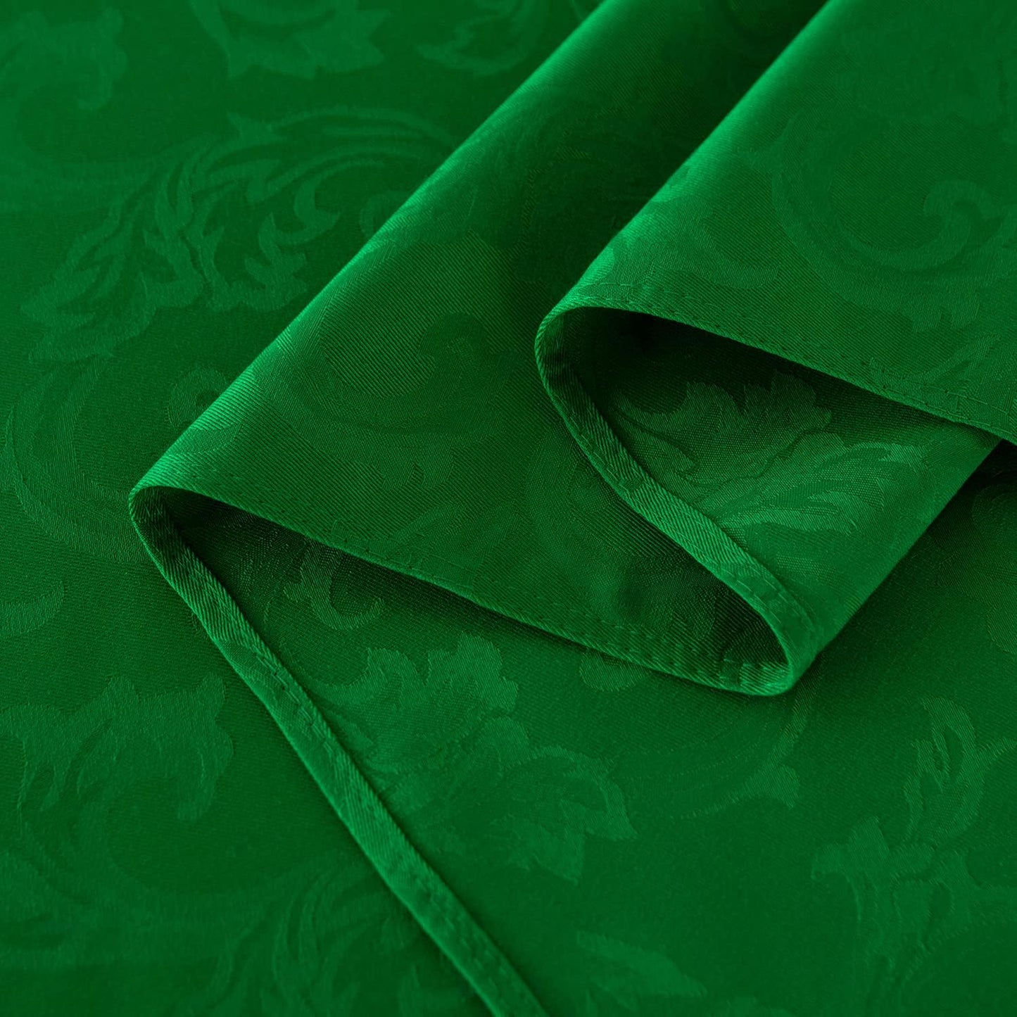 210GSM Solid Flower Jacquard Table Cloth - Heavy Duty Waterproof Wrinkle Free Microfiber Tablecloth, Decorative Fabric Table Cover for Outdoor and Indoor Use (Green, Rectangle 60 X 84 Inch)