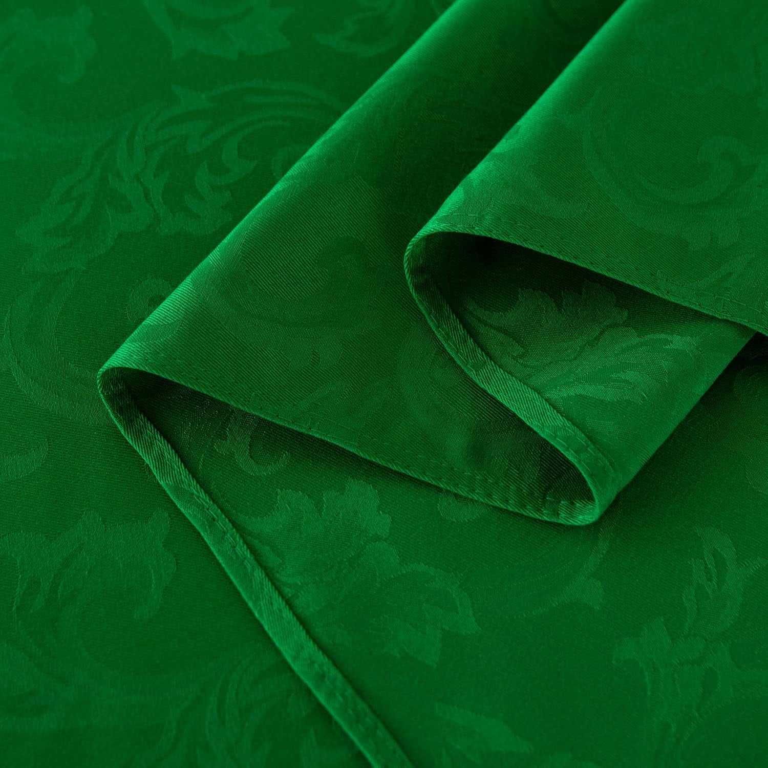 210GSM Solid Flower Jacquard Table Cloth - Heavy Duty Waterproof Wrinkle Free Microfiber Tablecloth, Decorative Fabric Table Cover for Outdoor and Indoor Use (Green, Rectangle 60 X 84 Inch)