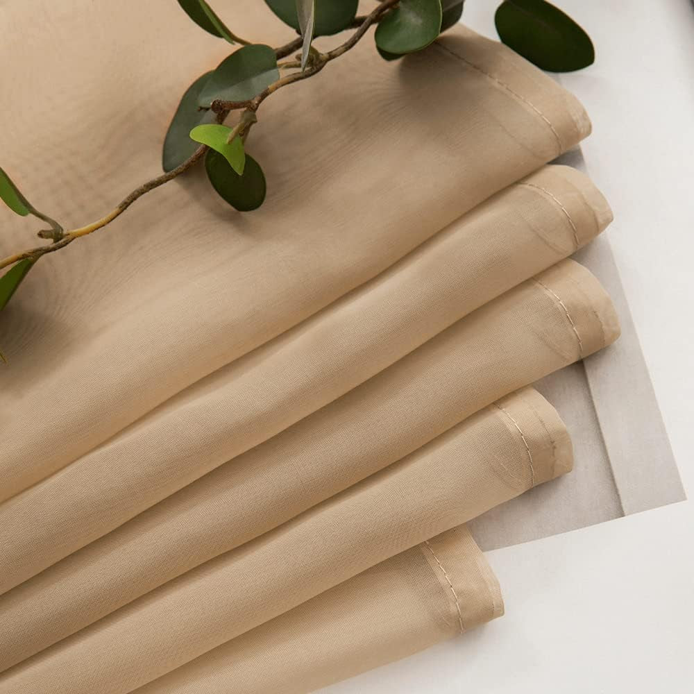 Window Scarf for Party Voile Curtain Scarf Sheer Window Valance Draping Fabric for Wedding Arch Ceremony Canopy Bed, Swag Curtain Window Treatment One Panel, 54 X 144 Inches Long, Brown