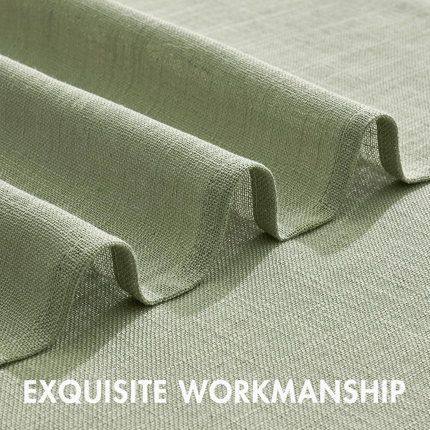 Linen Textured Kitchen Window Curtains over Sink 24 Inch Length Semi Sheer Farmhouse Small Small Curtains for Cafe Bathroom Basement, Short Rod Pocket Tier Curtains 2 Panels W26XL24, Sage Green