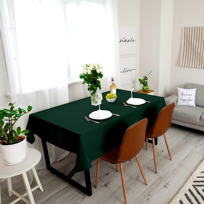 2 Pack 6 Foot Rectangle Table Cloth [60X102 Inches, Hunter Green] Stain and Wrinkle Resistant Tablecloth Washable Polyester Cover for Dining, Buffet Parties, Picnic and Weddings
