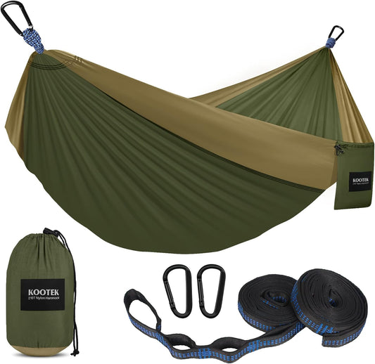 Camping Hammock 500 Lbs Capacity, Portable Hammocks with Tree Straps & Attached Carry Bag, Camping Essentials Gear, Perfect for outside Indoor Hiking Beach Backpack Travel