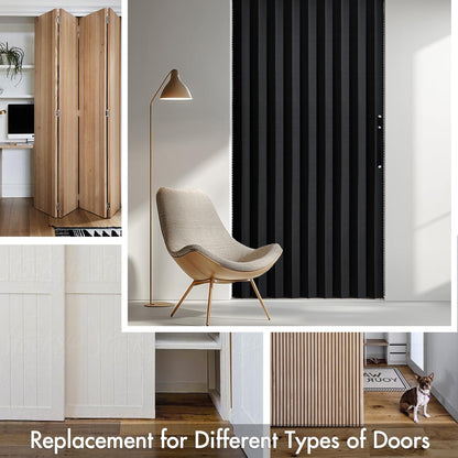 Halloween Accordion Style Magnetic Folding Door Curtains for Doorways/Closet, Room Divider Pleated Drapes with Hooks for Interior Living Room/Open Closet, Black, W42 X L78 Inches, 1 Panel