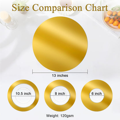 50Pcs round Gold Placemats, Paper Place Mats Disposable for Dining Table, Charger Plates Table Mat for Christmas Dinner Party Wedding Birthday Banquet Table Setting Decor, 13" Shiny Gold