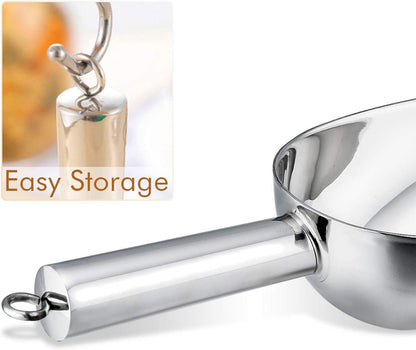 Food Ice Scoop, Stainless Steel Scoop, Metal Candy Popcorn Flour Utility Scooper for Wedding Party Bar Kitchen Bath, Heavy Duty & Dishwasher Safe, (24Oz, 1Pc)