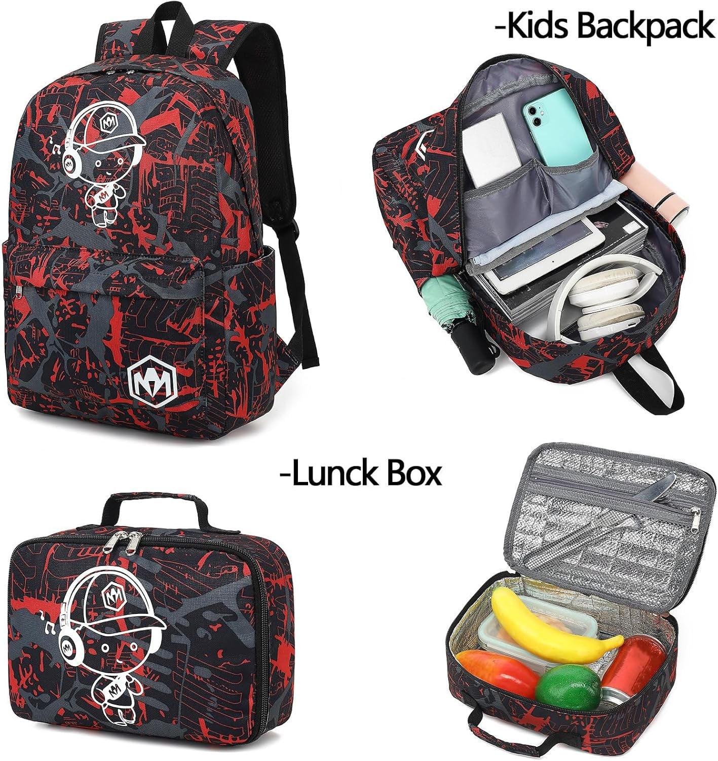 Preschool Backpack Kids Kindergarten Backpack with Lunch Box School Book Bags for Elementary Primary Schooler