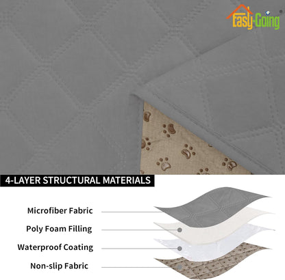 Waterproof Chair Cushion Cover, Non-Slip Leakproof Sofa Seat Cushion Slipcovers, Quilted and Stretch Furniture Protector for Dogs, Pets (1-Piece Chair Cushion, Grey)