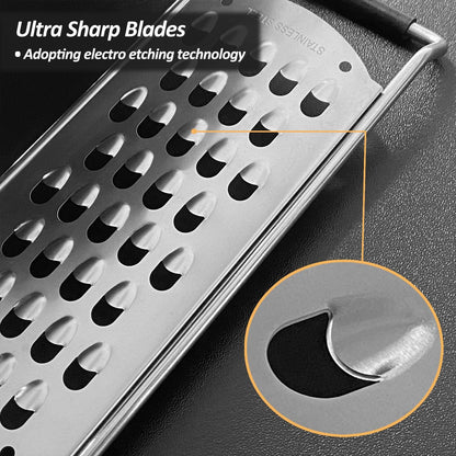 Professional Zester Grater Extra Coarse for Potato, Zucchini, Carrot, Apple, Cabbage and Cheese, Kitchen Grater with Razor-Sharp Stainless Steel Blade (Extra Coarse)