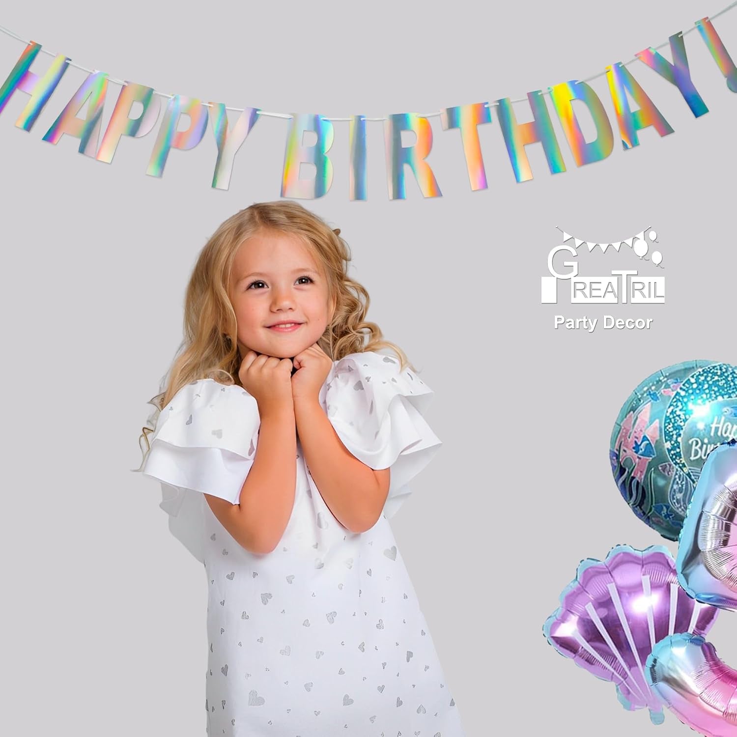 Blue Tinsel Curtain Party Backdrop and Holographic Banner for Frozen Decorations