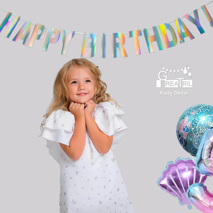 Blue Tinsel Curtain Party Backdrop and Holographic Banner for Frozen Decorations