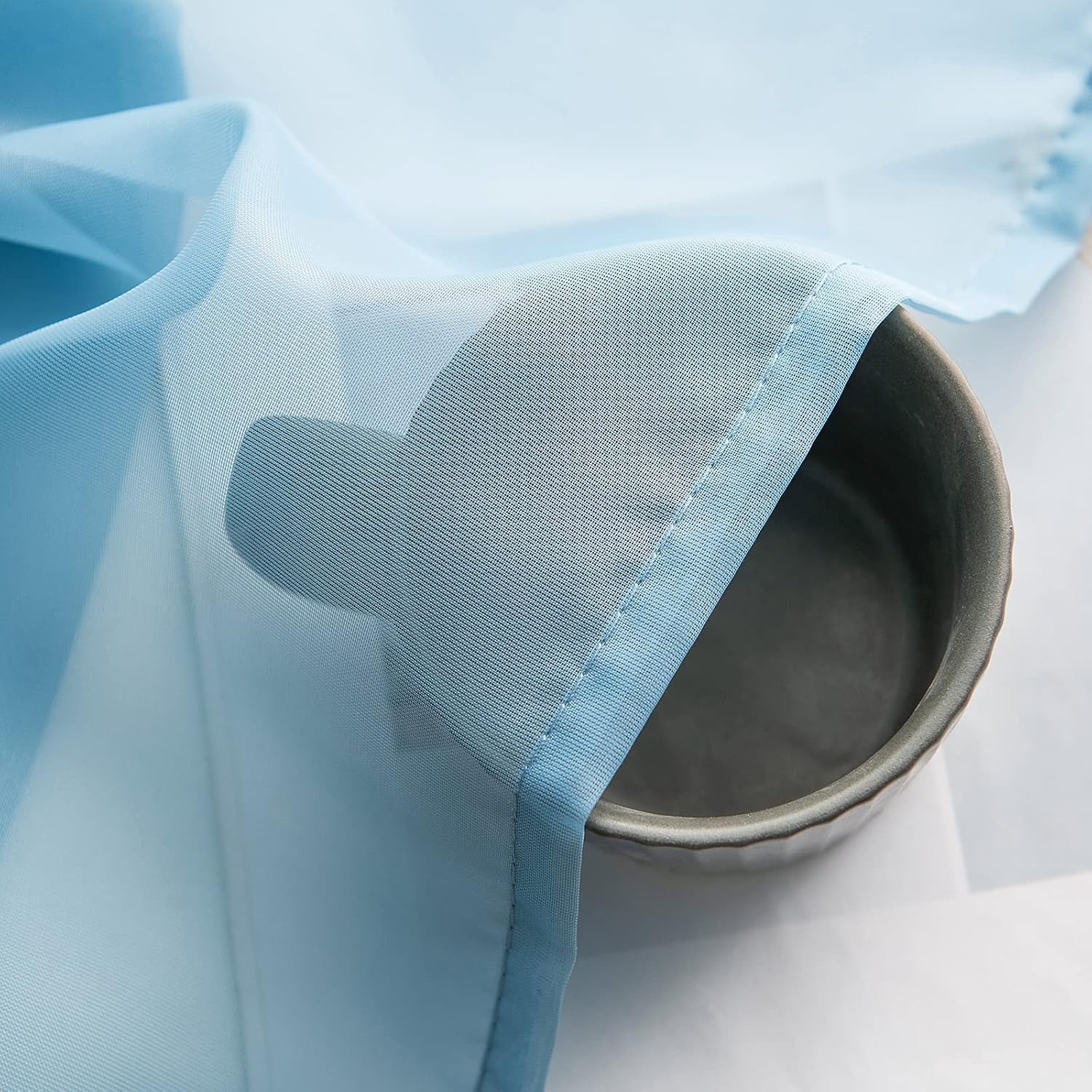 Half Window Sheer Curtains Rod Pocket Translucent Voile Drapes Extra Wide for Small Window Kitchen Cafe One Panel 54 X 18 Dusty Blue