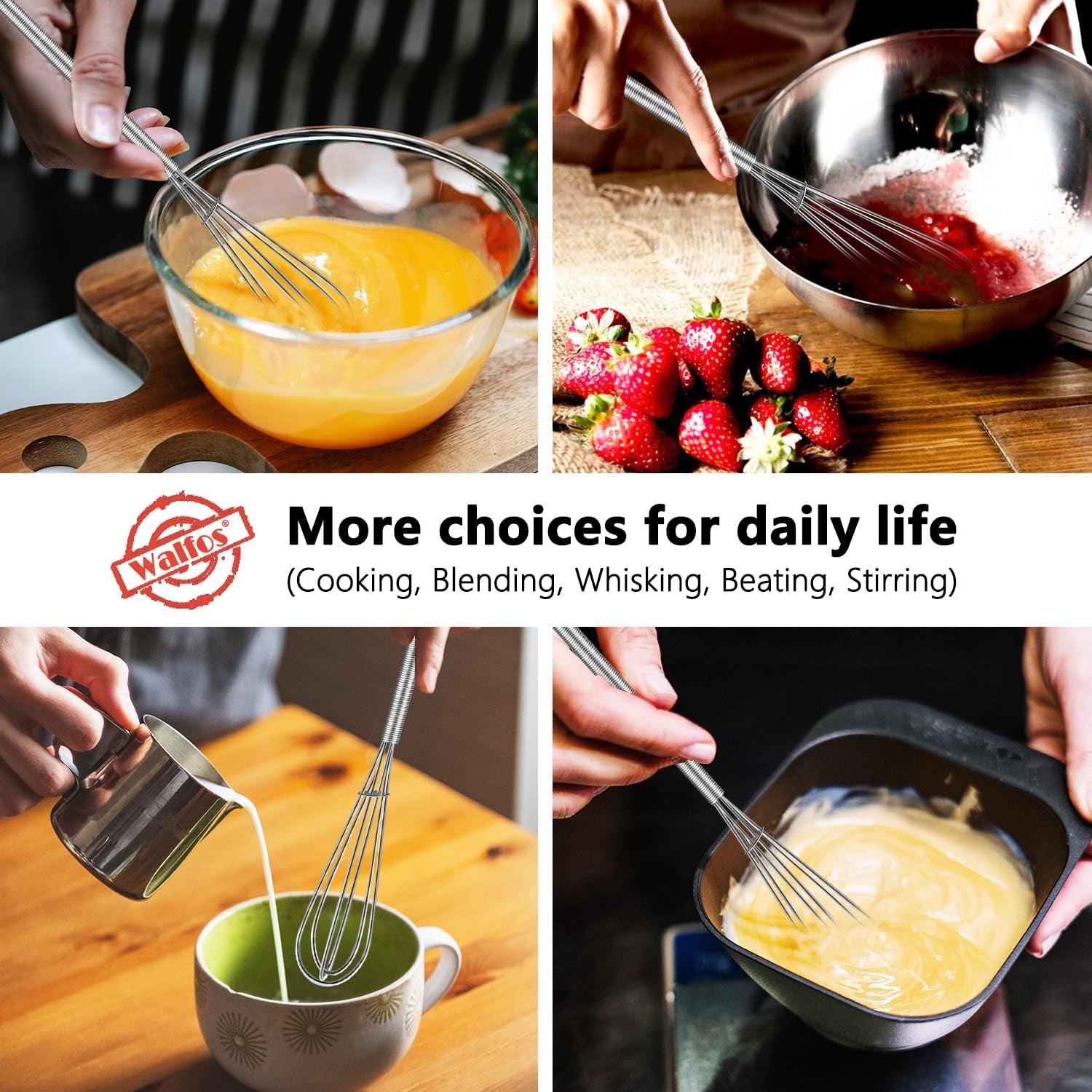 Long Small Whisks Skinny Little Whisk 10 Inch Tiny Mini Whisk with Long Handle for Mixing Sauces, Coffee, Cooking,Beating, Blending Ingredients,