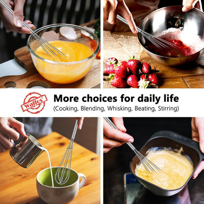 Long Small Whisks Skinny Little Whisk 10 Inch Tiny Mini Whisk with Long Handle for Mixing Sauces, Coffee, Cooking,Beating, Blending Ingredients,