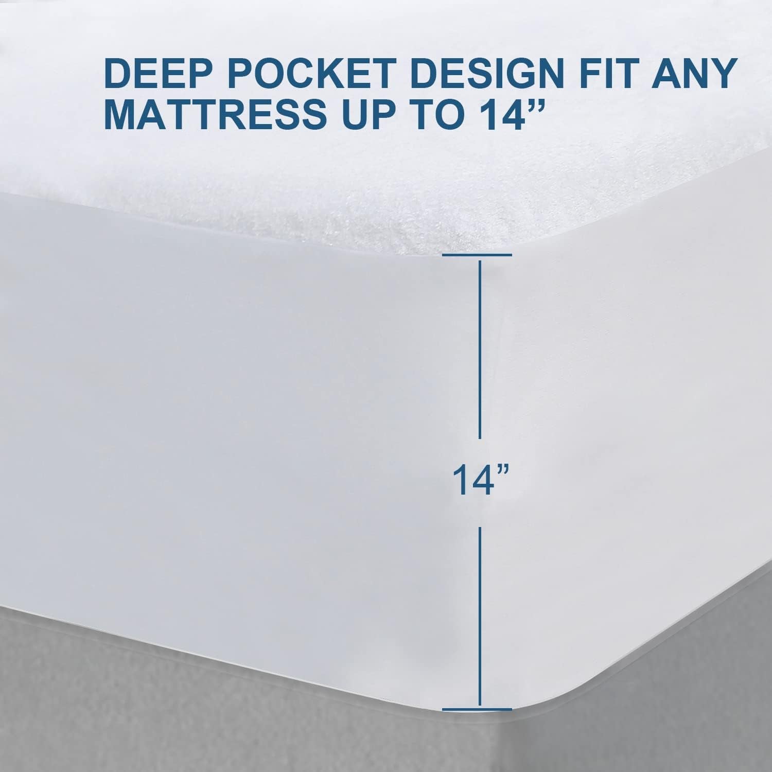 Twin XL Mattress Protector Cover Cooling,Extra Long Twin Waterproof Viscose Terry Mattress Protector for College Dorm Room Essentials,Soft and Noiseless,Deep Pocket Fits up to 14 Inch Mattress