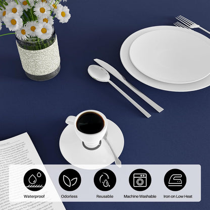 2PCS Navy Blue Table Cloth for Rectangle Table - 60 X 84 Inch Tablecloths Rectangular Waterproof Washable Wrinkle Resistant for 6 FT Wedding Cocktail Party