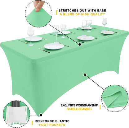 2 Pack Spandex Table Cloth 4FT, Elastic Fitted Stretch Tablecloths for Rectangle Tables, Washable Table Cover for Outdoor, Wedding, Banquet & Parties (Bright Green, 48Lx30Wx30H Inch)