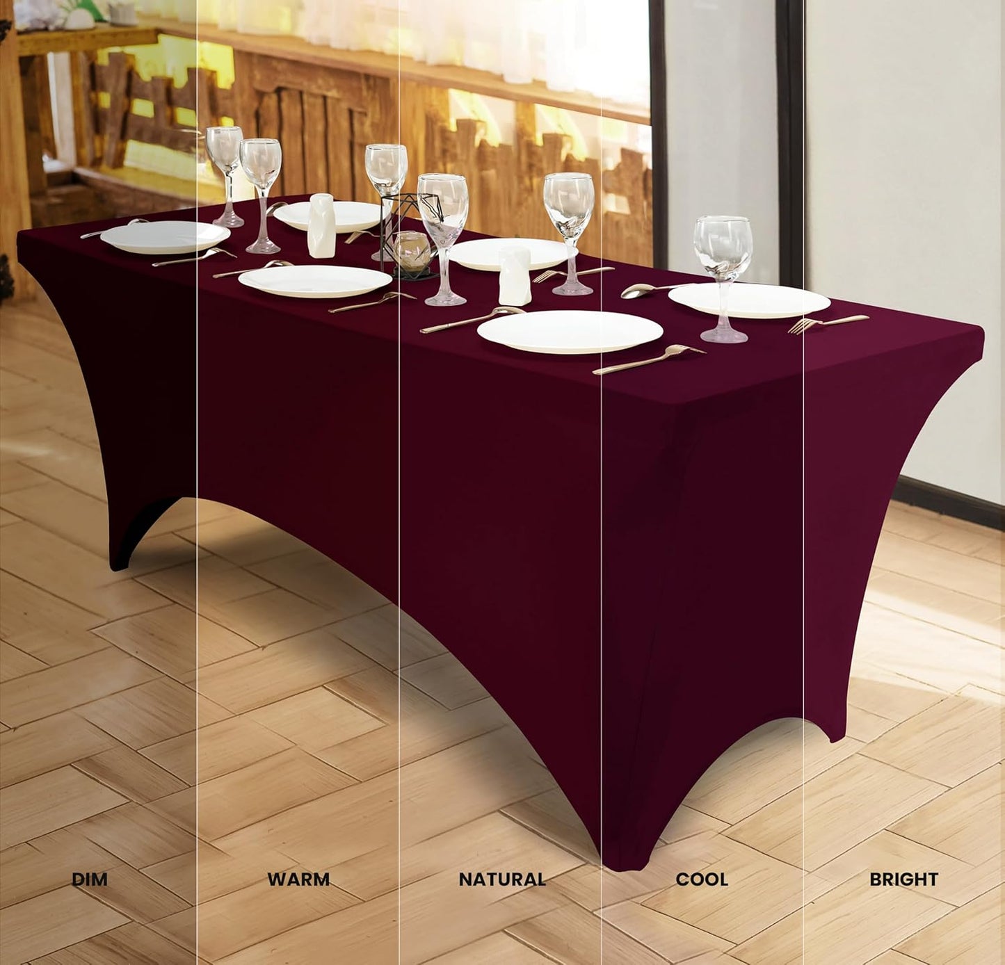 Spandex Tablecloth 2 Pack [6FT, Burgundy] Tight, Fitted, Washable and Wrinkle Resistant Stretch Table Cloth Rectangle Cover for Trade Show, Weddings & Parties [72Lx30Wx30H Inch]