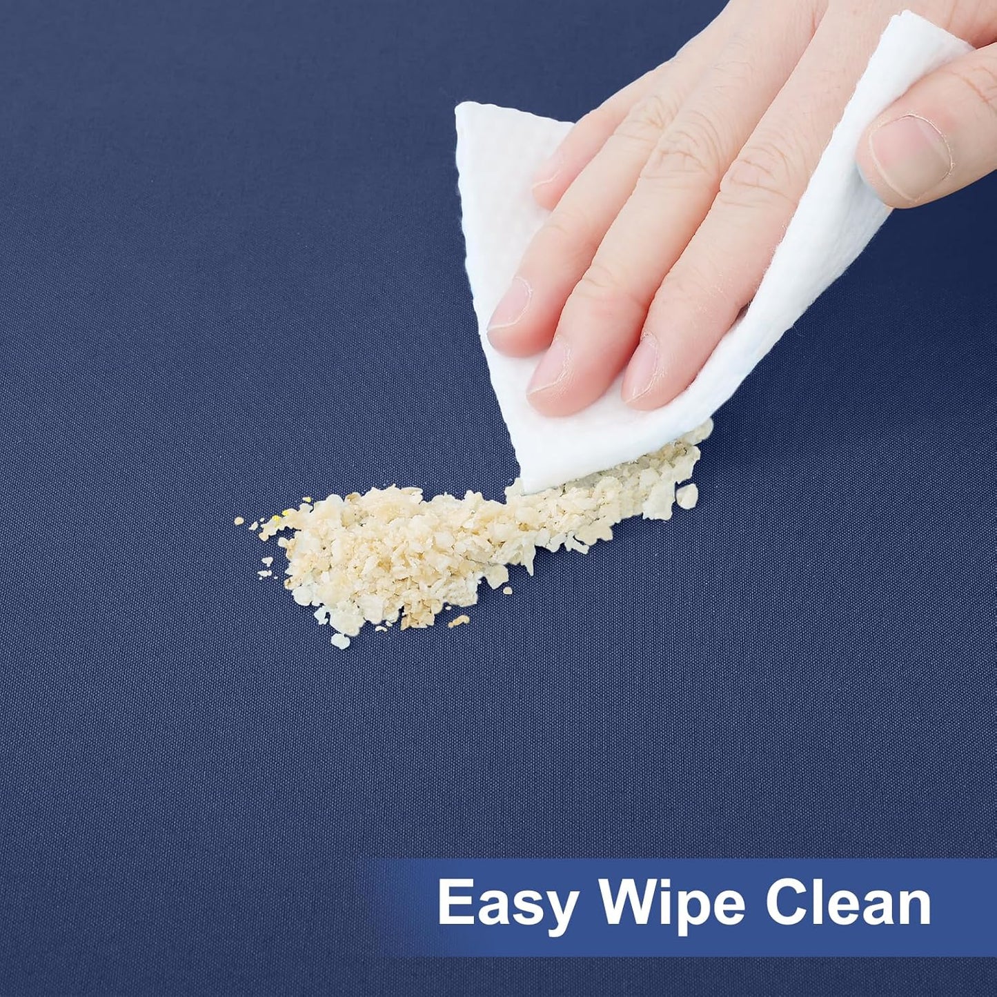 2 Pack 6 Foot Rectangle Elastic Fitted Tablecloth, Waterproof Fabric Table Cover, Washable Polyester Table Cloth for Picnic, Camping, Outdoor (Navy, 30" X 72")