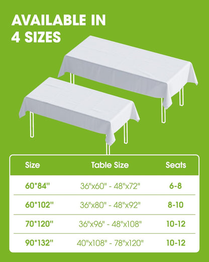 Rectangle Table Cloth 60" X 84" – Durable Polyester Tablecloth Offers Reusable & Washable Protection, Ideal for Outdoor Party, Picnic, Wedding, Banquet and Birthday, 1 Pack, White