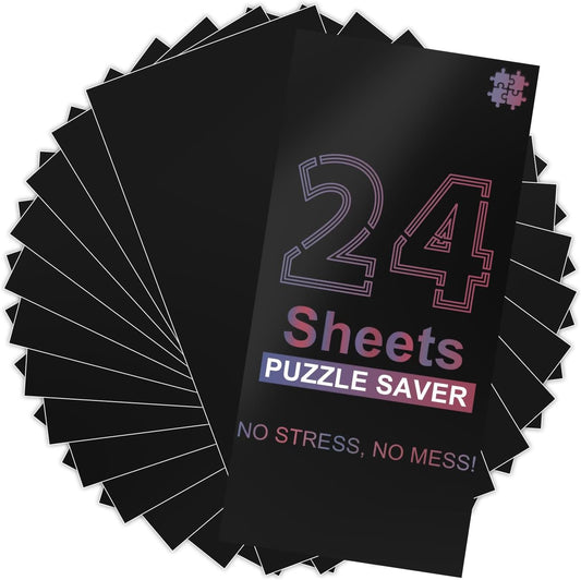 24 Black Puzzle Saver Sheets, Peel & Stick, Preserve 4 X 1000 Pieces Jigsaw Puzzles